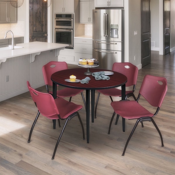 Regency Kahlo Round Table & Chair Sets, 42 W, 42 L, 29 H, Wood, Metal, Plastic Top, Mahogany TPL42RNDMHBK47BY - main